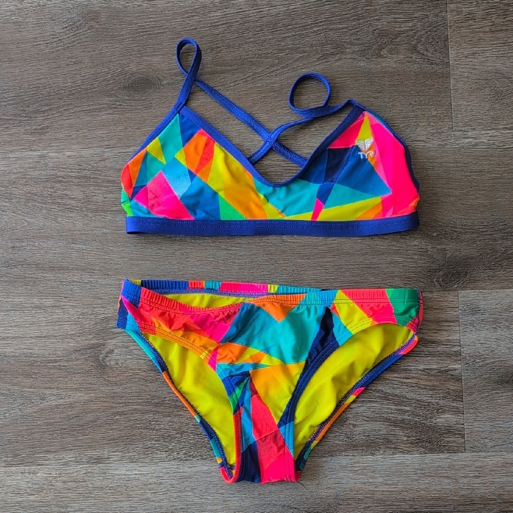 TYR Racerback Two Piece - Neon Geometric